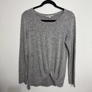 Green Envelope Top Women's Size Small Gray Long Sleeve Front Knot